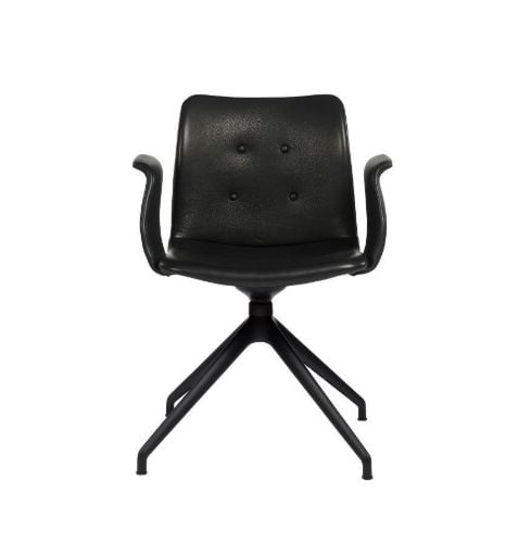 Bent Hansen Primum Dynamic Armchair SH: 46 cm - Black Powder Coated Steel/Zenso 2 Black Leather 207