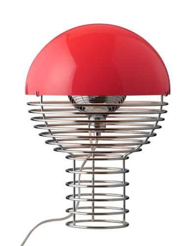 Verpan Wire Tischleuchte Ø: 30 cm - Chrom/Rot