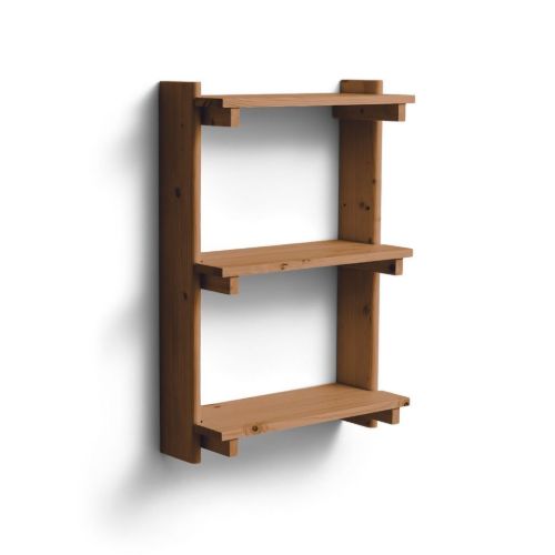 Form & Refine Wandregal „Beam“ mit 3 Ablagen, Breite: 60 cm – Kiefer/Dunkelbraun
