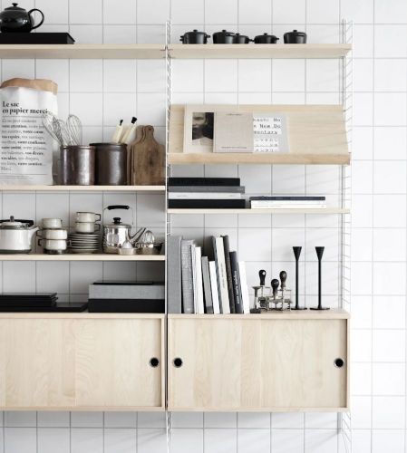 String Furniture Schrank mit Schiebetüren B: 78 cm – Esche