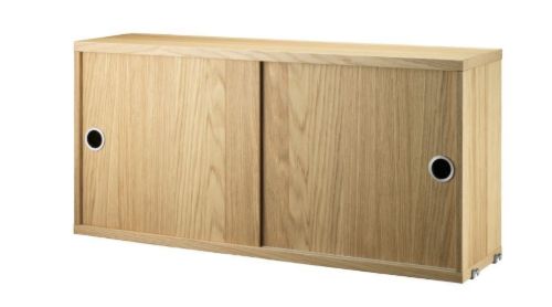 String Furniture Cabinet With Sliding Doors B: 78 cm - Oak
