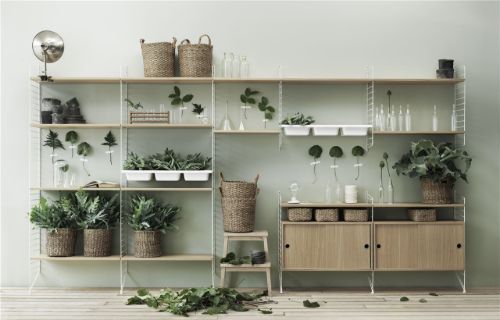 String Furniture Schrank mit Schiebetüren B: 78 cm – Eiche