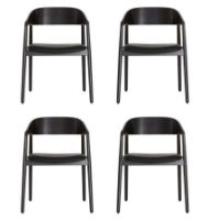 Bild von Andersen Furniture AC2 Stuhl SH: 43,5 cm 4er-Set – Schwarze Eiche/Schwarzes Leder