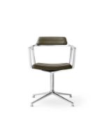 Bild von Vipp 452 Schwenk-Stühl-Gleiter SH: 44,5 cm – Alu/Bosco-grünes Leder