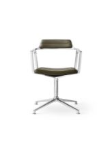 Bild von Vipp 452 Schwenk-Stühl-Gleiter SH: 44,5 cm – Alu/Bosco-grünes Leder