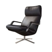 Bild von BERG Furniture Nasa High Open Arm Sessel mit verstellbarem Nackenkissen SH: 46 cm – Berg Soft Black Leather/Matte Aluminum