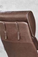 Bild von BERG Furniture Nasa High Open Arm Sessel mit verstellbarem Nackenkissen SH: 46 cm – Berg Soft Black Leather/Matte Aluminum