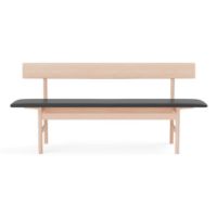 Bild von Fredericia Furniture 3171 Mogensen Polsterbank L: 171,5 cm - Geölte Eiche/Schwarzes Primo-Leder