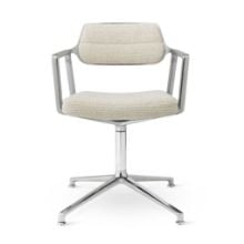 Bild von Vipp 453 Drehstuhl ohne Rollen – Aluminium/Cremeweiß/Hellgrau

