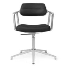 Bild von Vipp 453 + Swivel Stol u. Hjul -  Aluminium/Sort Læder 