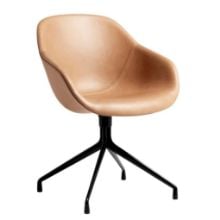 Bild von HAY AAC121 About a Chair Esszimmerstuhl, gepolstert - Schwarz poliertes Aluminium/Sense Cognac