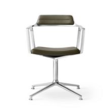 Bild von Vipp 452 Drehsessel mit Rollen – Aluminium / Lederbezug Bosco Green
