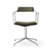 Bild von Vipp 452 Drehstuhl Gliders – Aluminium / Lederbezug Bosco Green
