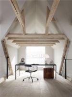 Bild von Vipp 452 Drehstuhl mit Rollen – Alu/schwarzes Anilinleder