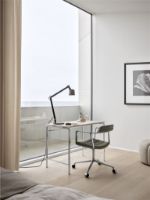 Bild von Vipp 452 Drehstuhl mit Rollen SH: 45,5 cm - Alu/Bosco Green Leder