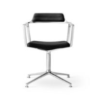 Bild von Vipp 452 Drehbare Stuhlgleiter - Alu/Schwarzes Anilinleder