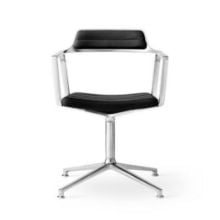 Bild von Vipp 452 Drehbare Stuhlgleiter - Alu/Schwarzes Anilinleder