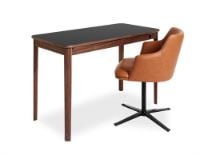 Bild von Skovby SM55 Esszimmerstuhl mit Drehfuß, Höhe: 78 cm – Calvados-Leder/Schwarzes Aluminium