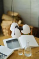 Bild von Handgefertigter dreifacher Anhänger, Höhe: 10 cm – Stein/Weißes Opalglas