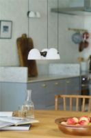 Bild von Handgefertigter dreifacher Anhänger, Höhe: 10 cm – Stein/Weißes Opalglas