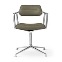 Bild von Vipp 453 Drehstuhl + Stuhl u. Räder – Aluminium/Bosco Green