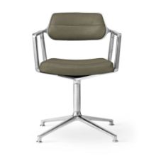 Bild von Vipp 453 Drehstuhl + Stuhl u. Räder – Aluminium/Bosco Green