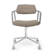 Bild von Vipp 453 Drehstuhl + Stuhl m. Räder – Aluminium/Dunkler Sand