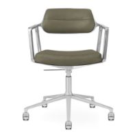 Bild von Vipp 453+ Swivel Stuhl mit Rollen – Aluminium/Bosco Green Leder