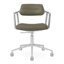 Bild von Vipp 453+ Swivel Stuhl mit Rollen – Aluminium/Bosco Green Leder