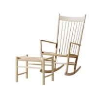Bild von Fredericia Furniture 16000 J16 Wegner Schaukelstuhl + Hocker Set - Naturgeflecht/Hell geölte Eiche