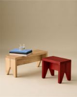 Bild von HAY Manolito Hocker, kurz, L: 30 cm – Kiefer/Rot