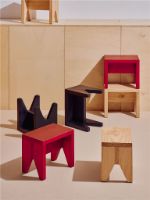 Bild von HAY Manolito Hocker, kurz, L: 30 cm – Kiefer/Rot