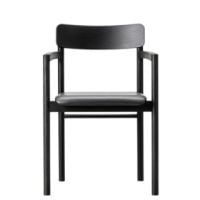 Bild von &Tradition 3446 Stuhl, Höhe: 79,5 cm – Eiche schwarz lackiert/Omni-Leder schwarz