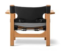 Bild von Fredericia Furniture 2226 Der spanische Stuhl von Børge Mogensen SH: 33 cm – Schwarzes Leder/geölte Eiche