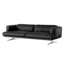 Bild von &Tradition Inland AV23 3-Sitzer-Sofa - Edles schwarzes Leder/Chrom Ben