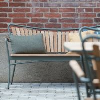 Bild von Mandalay Marguerit Gartenbank, Länge: 143 cm – Teak/Olivgrün