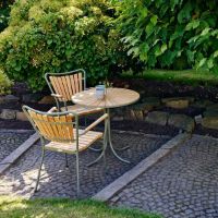 Bild von Mandalay Marguerit Cafétisch Ø: 70 cm - Teak/Olivgrün