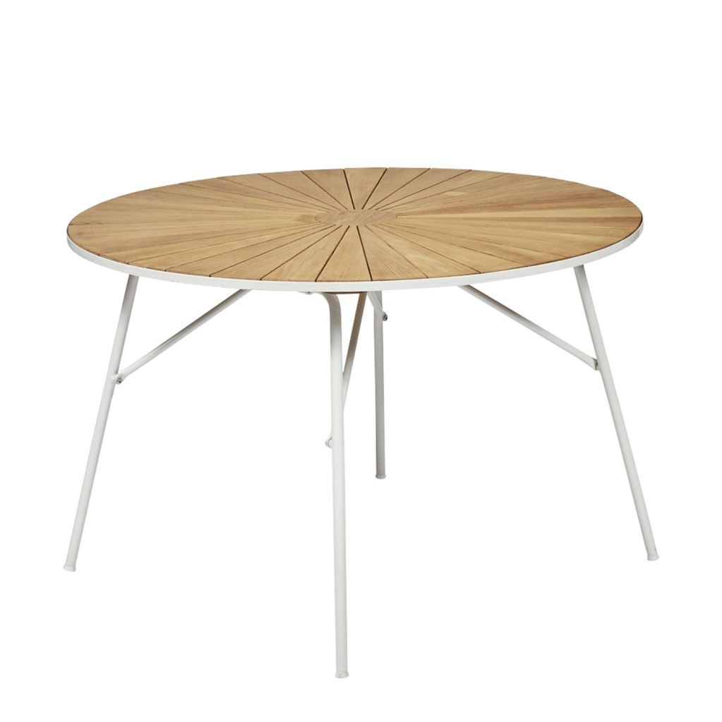Bild von Mandalay Marguerit Gartentisch Ø110 cm - Weiß/Teak