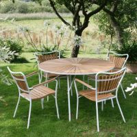 Bild von Mandalay Marguerit Gartentisch Ø110 cm - Weiß/Teak