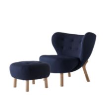 Bild von &Tradition Little Petra VB1 Lounge Chair & ATD1 Pouf - Oiled Oak/Vidar 554