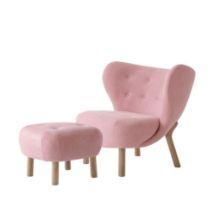 Bild von &Tradition Little Petra VB1 Lounge Chair & ATD1 Pouf - Oiled Oak/Ecriture 640