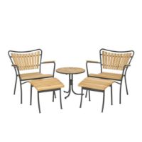 Bild von Mandalay Marguerit Loungetisch Ø50 cm inklusive 2 Lounge-Sesseln und 2 Fußhockern Gartenmöbel-Set - Anthrazit/Teak