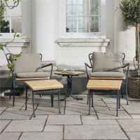 Bild von Mandalay Marguerit Loungetisch Ø50 cm inklusive 2 Lounge-Sesseln und 2 Fußhockern Gartenmöbel-Set - Anthrazit/Teak