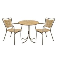 Bild von Mandalay Marguerit Cafétisch Ø: 70 cm inkl. 2 Gartenstühle Gartenmöbel-Set – Teak/Mocca