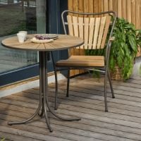 Bild von Mandalay Marguerit Cafétisch Ø: 70 cm inkl. 2 Gartenstühle Gartenmöbel-Set – Teak/Mocca