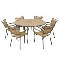 Bild von Mandalay Marguerit Gartentisch Ø: 140 cm inkl. 6 Gartenstühlen Gartenmöbel-Set - Teak/Mocca

