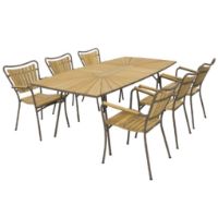 Bild von Mandalay Marguerit Gartentisch L: 200 cm inkl. 6 Gartenstühlen Gartenmöbel-Set - Teak/Mocca