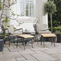 Bild von Mandalay Marguerit Fußhocker H: 40 cm - Teak/Anthrazit