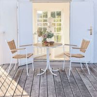 Bild von Mandalay Marguerit Cafétisch Ø: 70 cm - Teak/Weiß 
