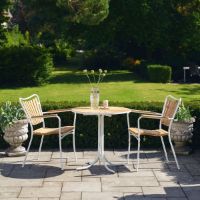 Bild von Mandalay Marguerit Cafétisch Ø: 70 cm - Teak/Weiß 
